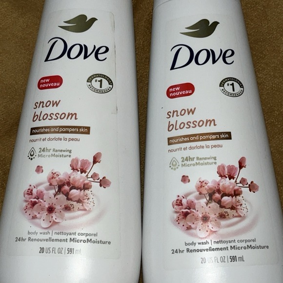 Dove Body Wash - Limited Edition Snow Blossom - 20 FL OZ - NEW - 2 Huge Bottles - Picture 16 of 16